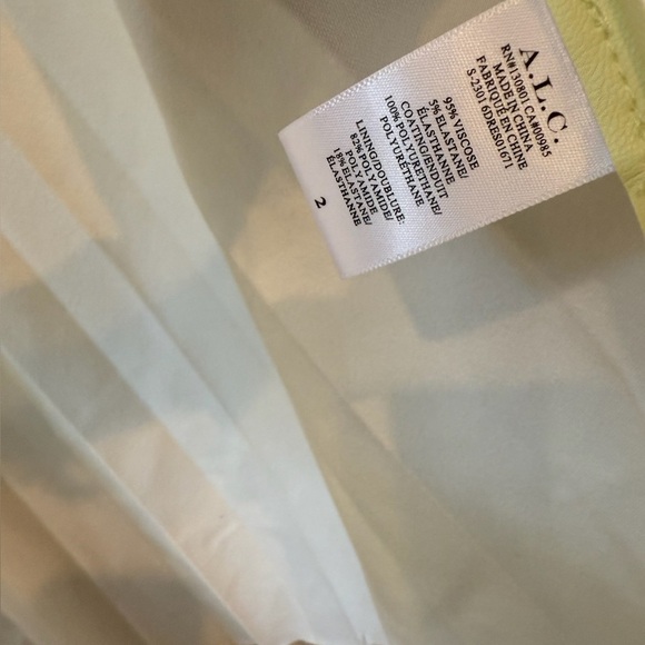 A.L.C. Delfina Dress Canary Yellow Size 2 Faux Leather One Shoulder - Picture 15 of 16